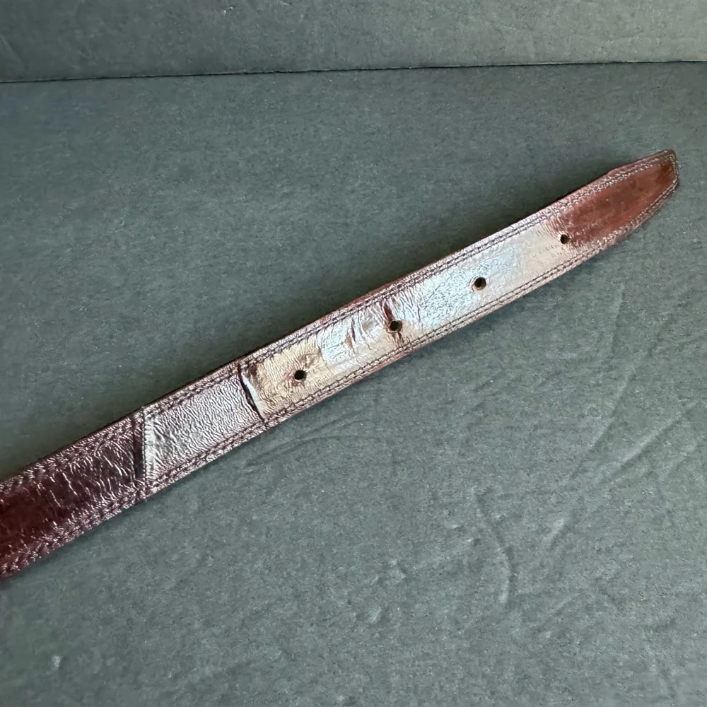 Vintage Eel Skin Leather Belt Brown‎ Exotic Dress Unisex Mens Womens M / L 36